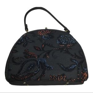 JR Vintage Satin and Velvet Floral handbag